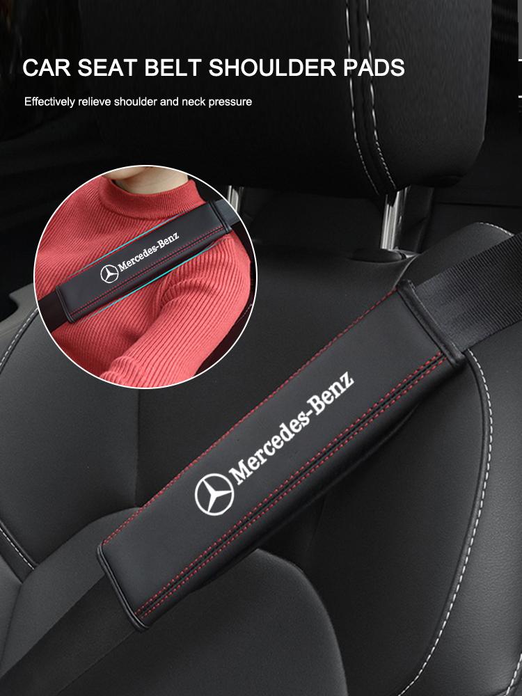 Car Seat Belt Pads Seat Shoulder Strap Pad Protector Pad Car Keyring For Mercedes Benz AMG S A B E Class GLE GLS CLS GLC CLA GLA OQ3