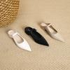 K77-2 Fairy Wind Crystal Flower Buckle Pointed Flat-soled Single Shoes 2025 New One-pedal Low-heeled Single Shoes Women's Shoes