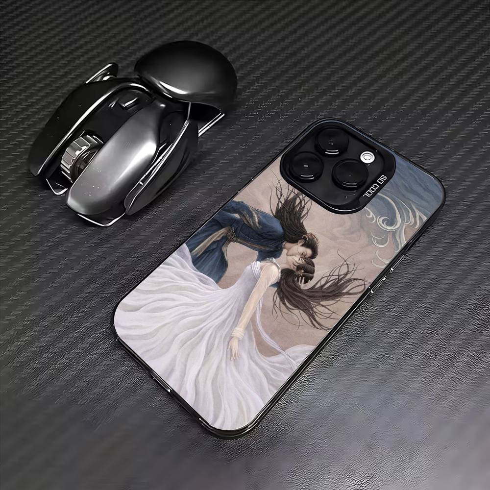 

Love Between Fairy and Devil Phone Case For iPhone17,16,15,14,13,12,11 Plus,Pro Max Colored Silver Plated Inside Cover iPhone16plus