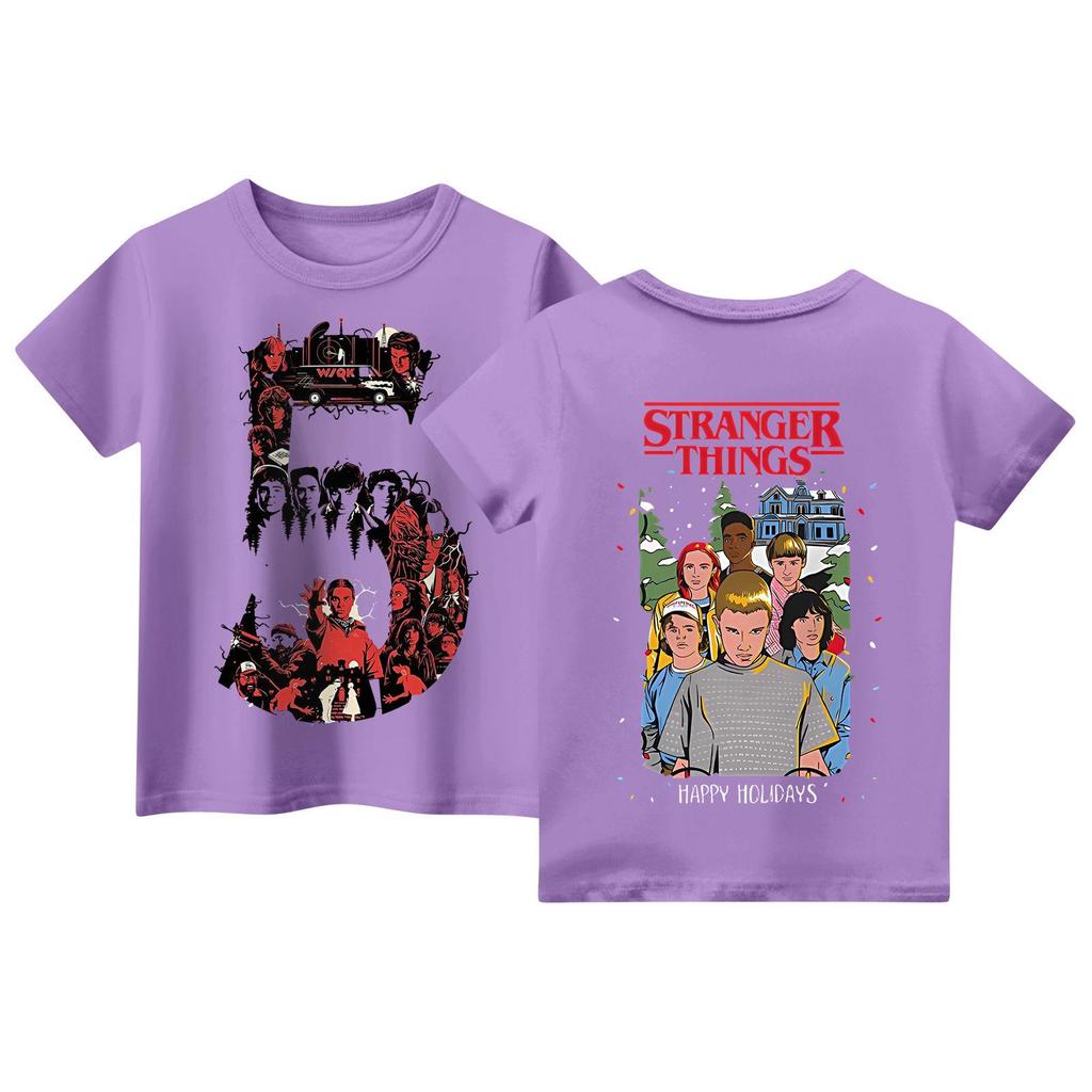 Dětské topy s krátkým rukávem Tričko s potiskem pro volný čas a kulatý výstřih