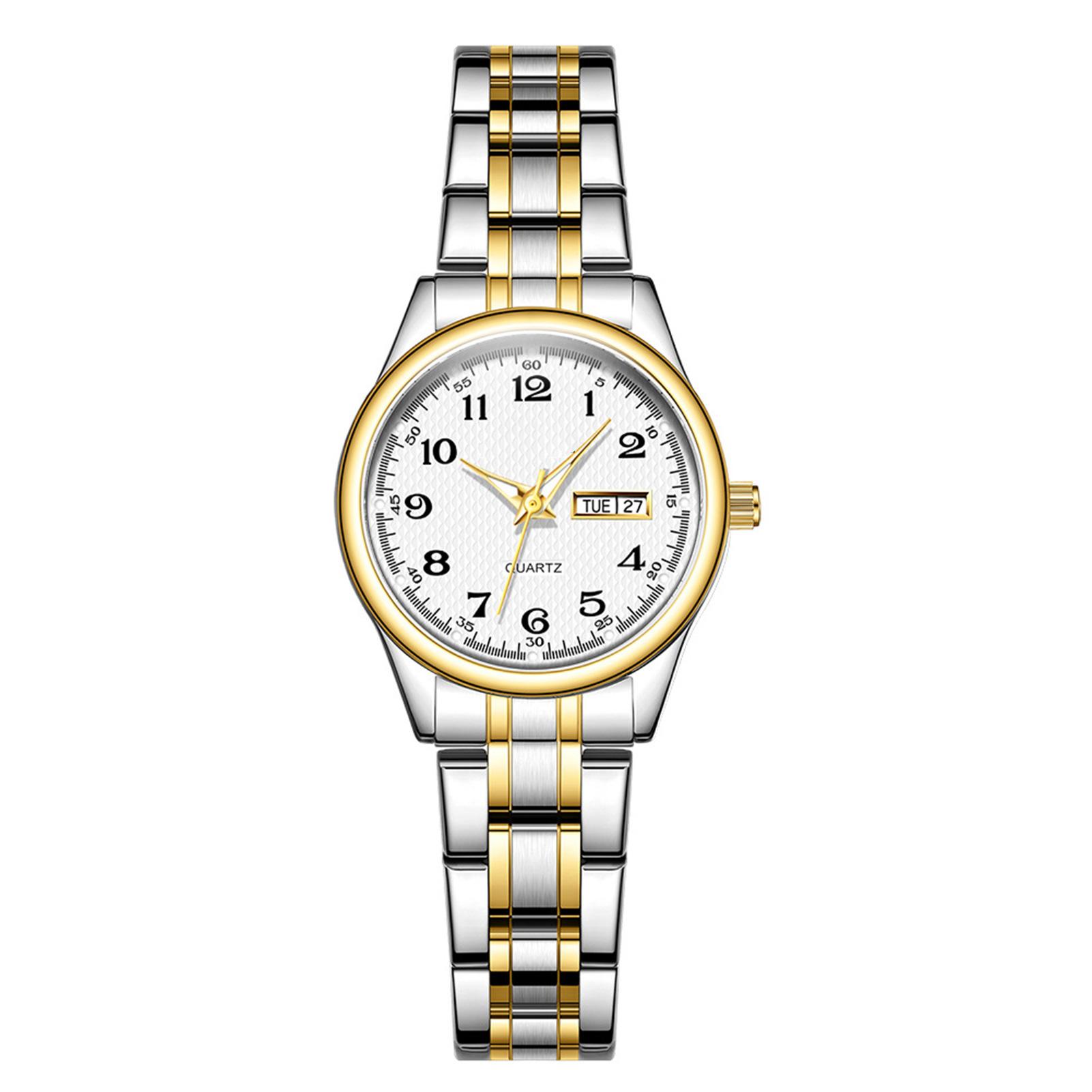 

Ladies Luxurious Round Bracelet Watch Analog Quartz Wristwatch with Weekday Display for Valentine s Day Christmas Gift