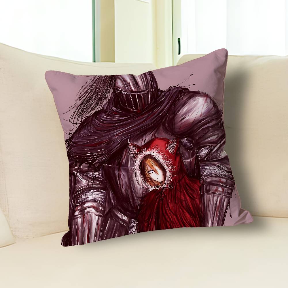 B-Black S-Souls Leaf Red Hood Fanart Anime Celebrity Merchandise All-Match Printed Pillow Case Sofa Car Office Room