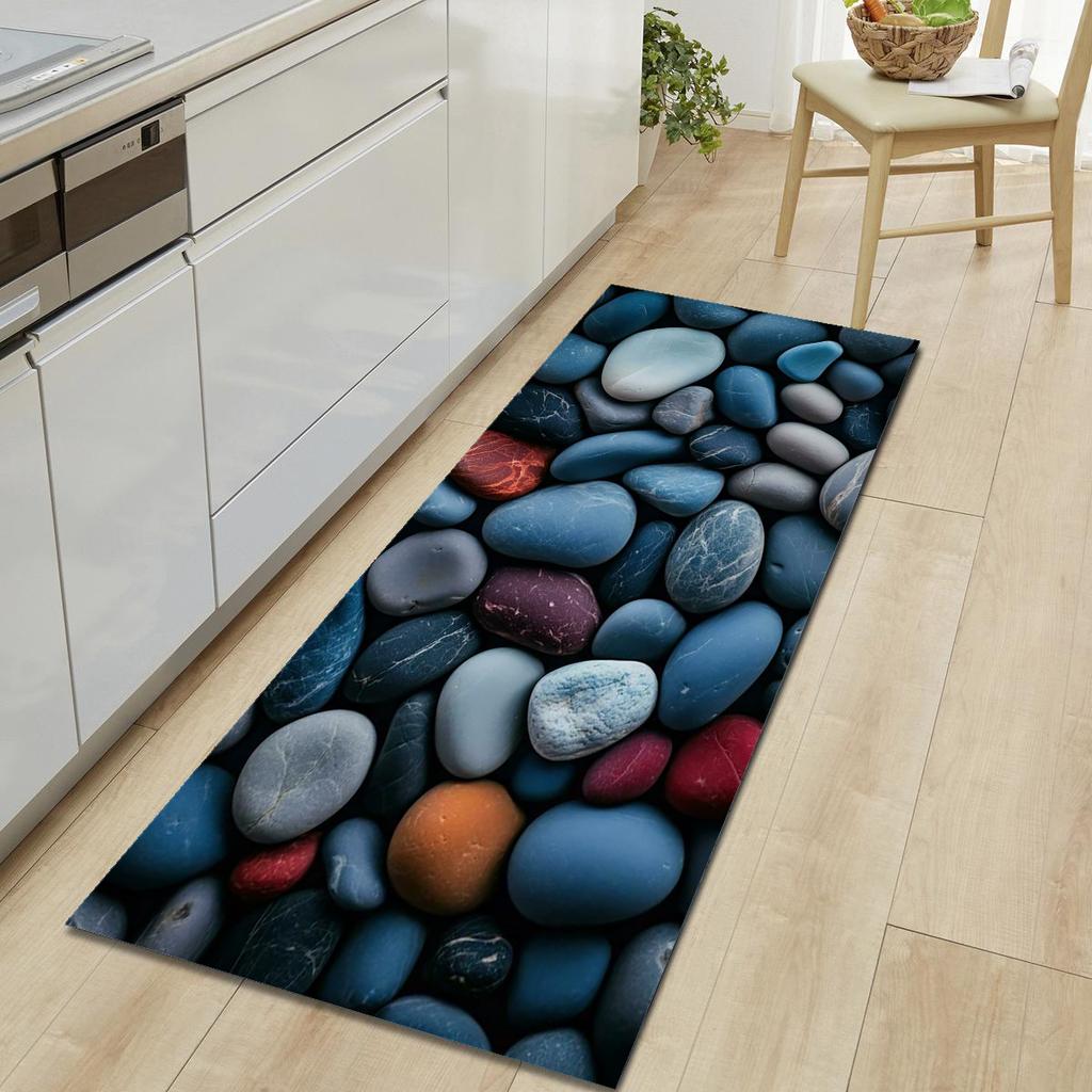 1Pcs Pebble Pattern Floor Mat Modern Kitchen Polyester Rug Non-Slip Colorful Indoor Carpet, For Home Bathroom Bedroom Living Room Decor