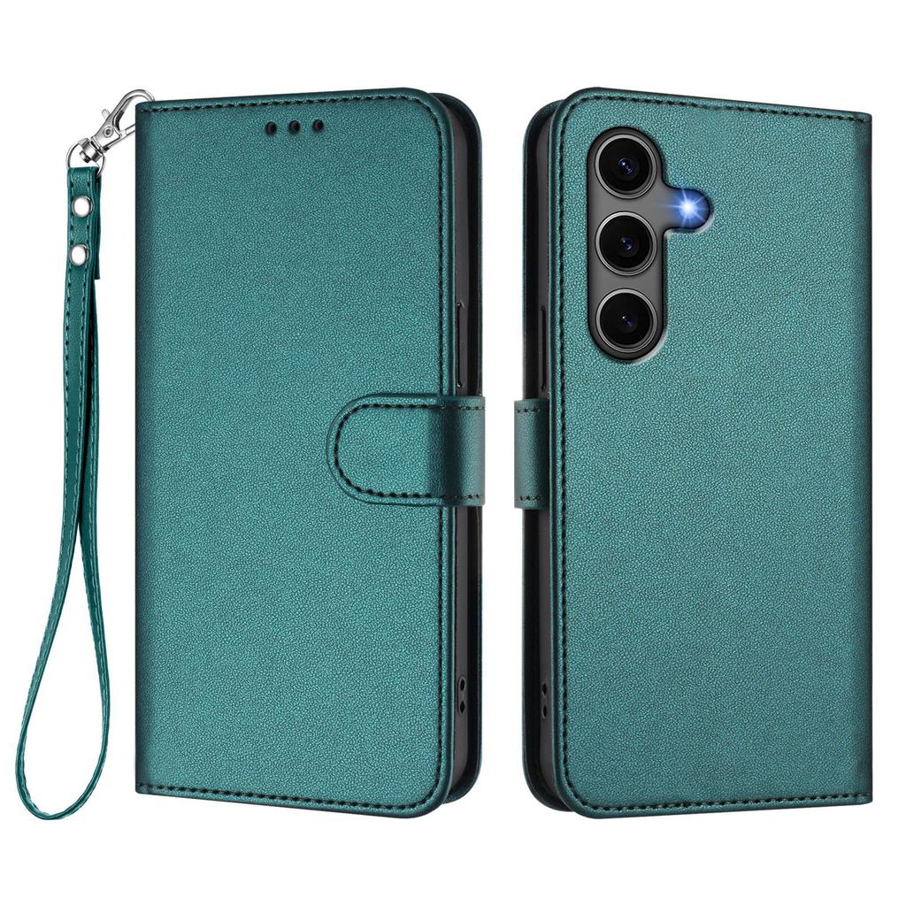 For Samsung Galaxy S24+/Galaxy S25+ Leather Case Wallet Stand Phone Cover with Wrist Strap
