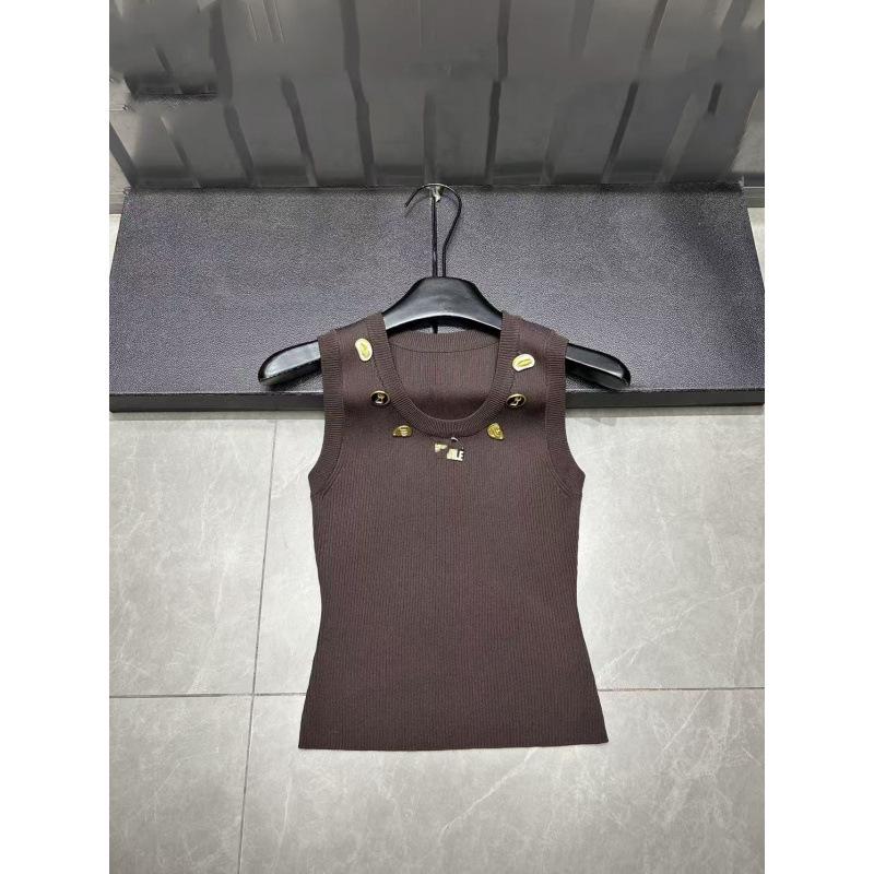 European Style Round Neck Knit Vest with Metal Accents - Slimming & Versatile, New Spring Arrival