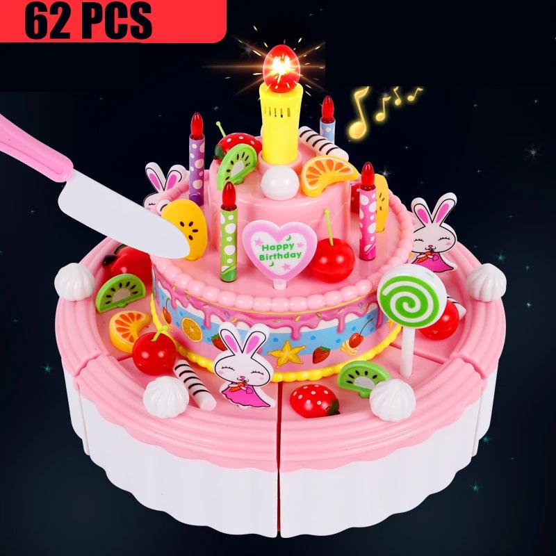 Non-Toxic Children Toy Food Cake Model Children Simulation Kitchen Coffee Pretend Play Tea Set Utensils Cut Kids Play House Birthday Cake Toys