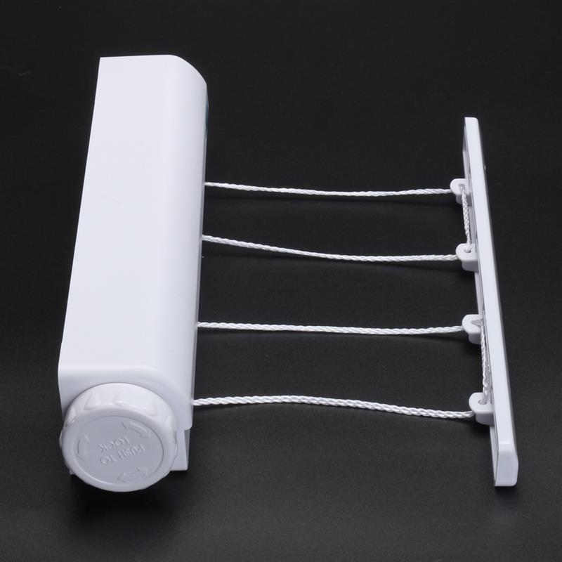 Spring Automatic Retractable Clothesline & Towel Rack with Hooks