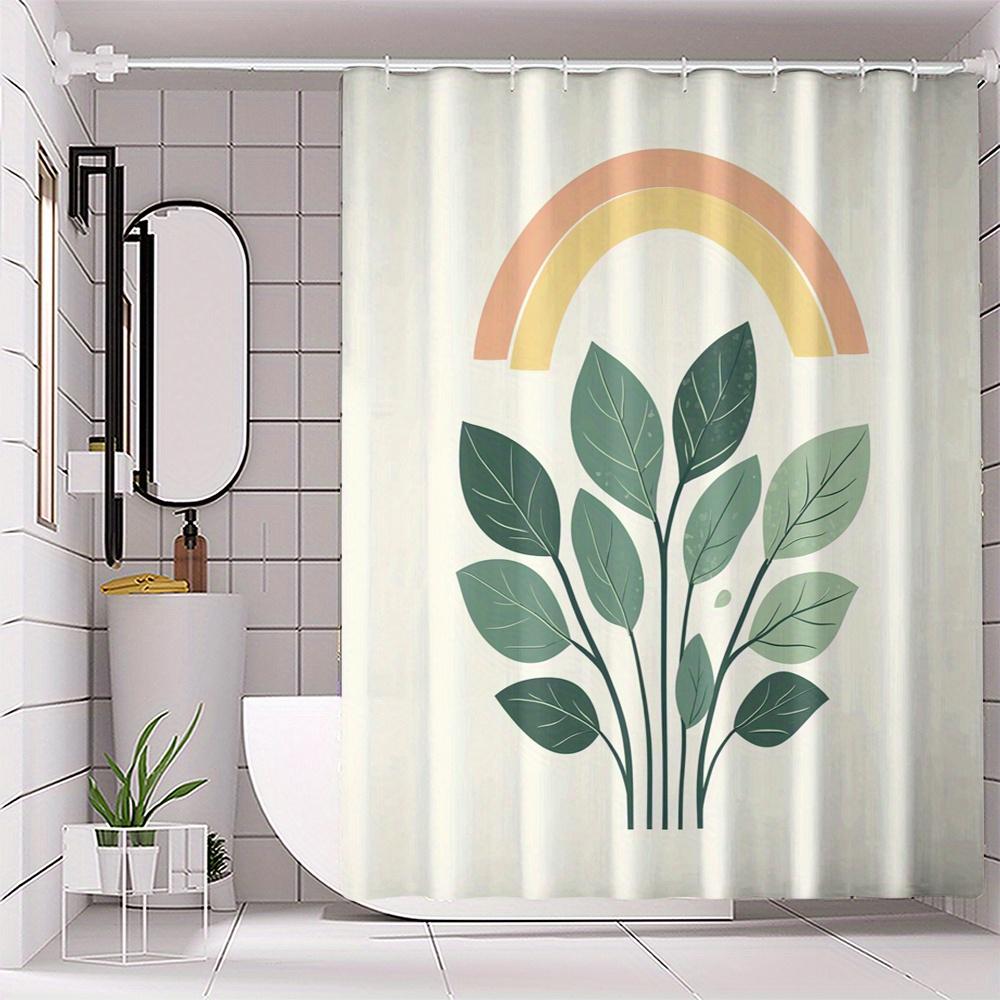 1pc Polyester Shower Curtain with Leaf Design - No Hook Needed, Machine Washable, Modern Bathroom Decor for All Seasons