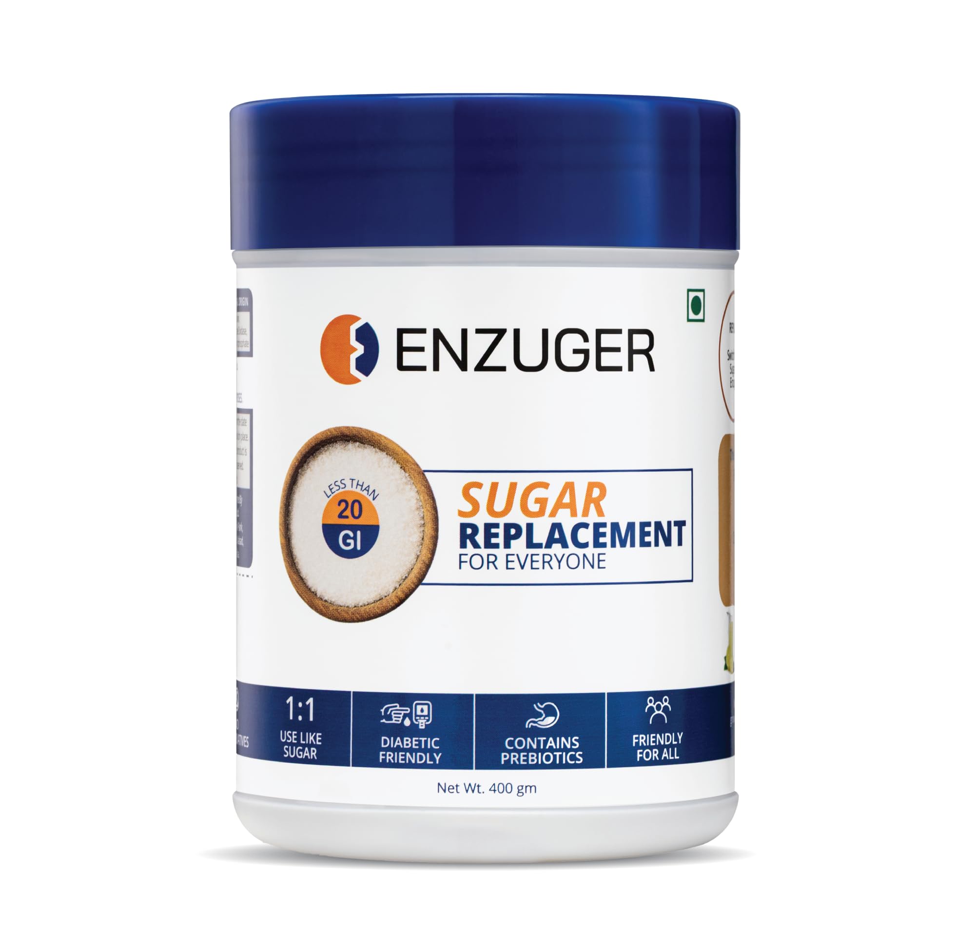 Enzuger 1:1 Sugar Replacement - Natural Low Glycemic Index Sweetener | PCOS & Diabetic-Friendly | No Sugar, No Erythritol, No Artificial Sweeteners