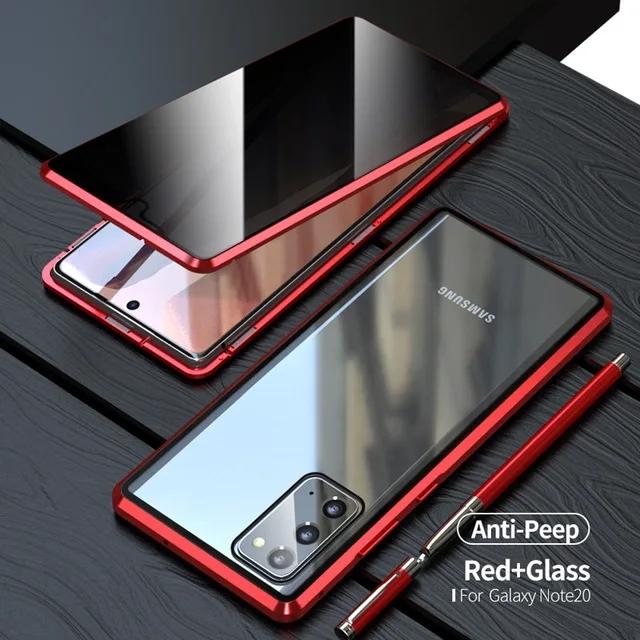 360 Full Cover Magnetic Metal Flip Case For Samsung Galaxy 20 Ultra Note20 Cases Tempered Glass 20 Privacy Fundas Euti