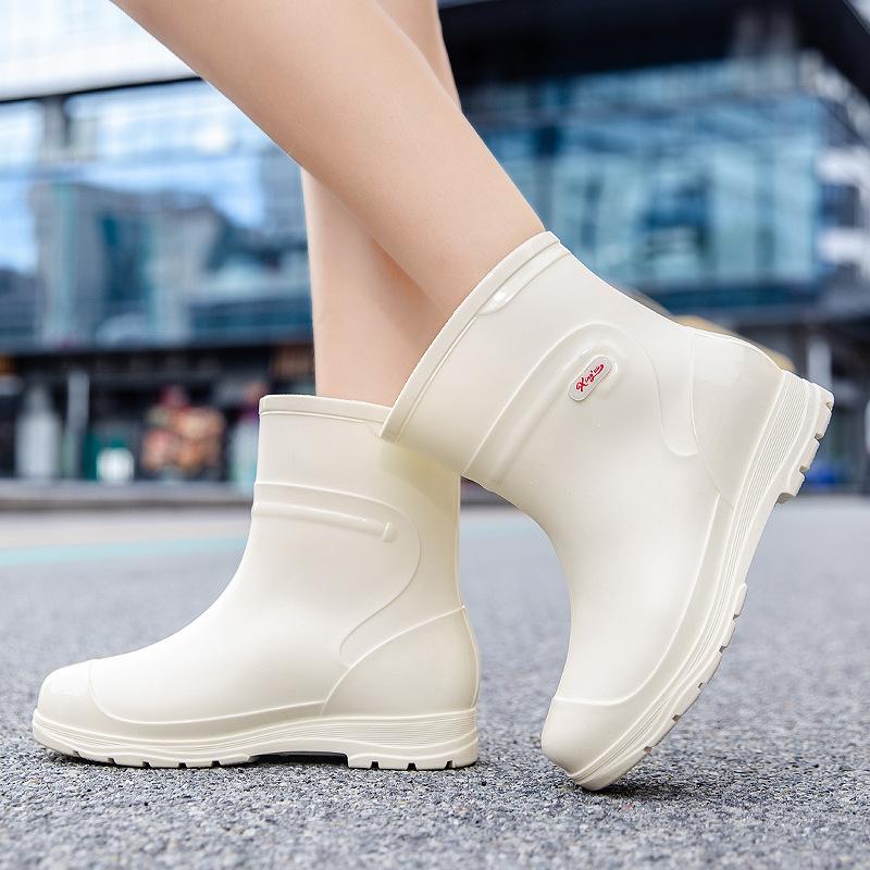 Rain Shoes Short Tube Women's Thick-soled Waterproof Shoes Non-slip Outdoor Rain Boots Work Rubber Shoes Warm Water Boots Women's Fashion