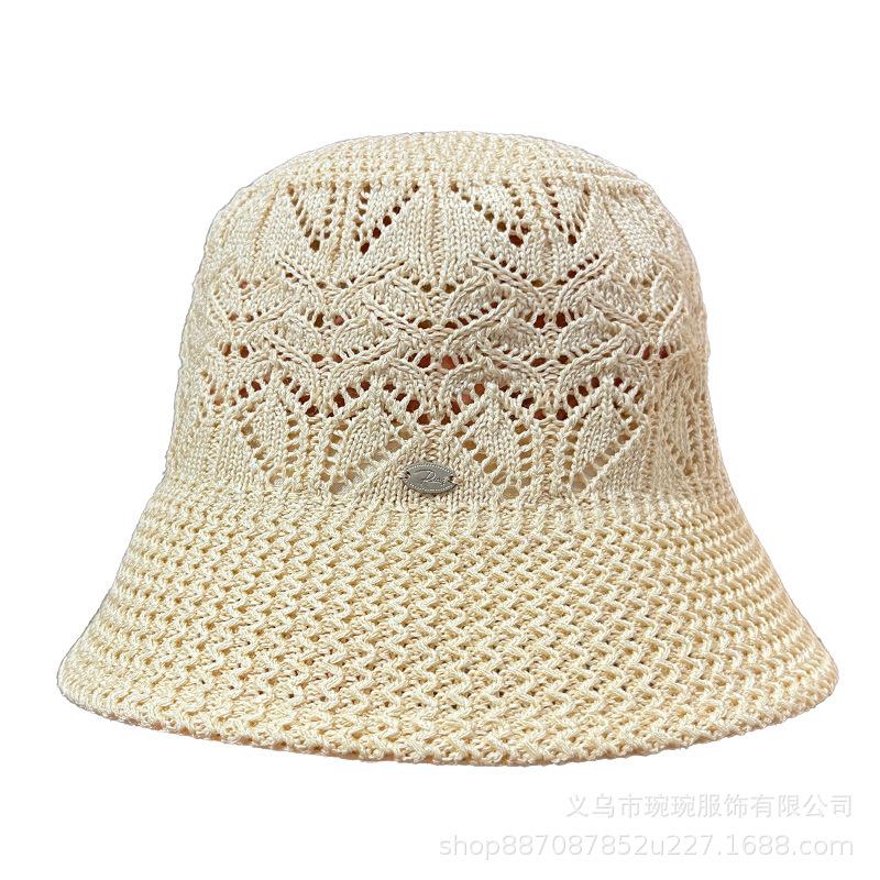 Bucket hat women's spring and summer hollow plain bucket hat fashionable and versatile suitable for big face round face sunshade basin hat