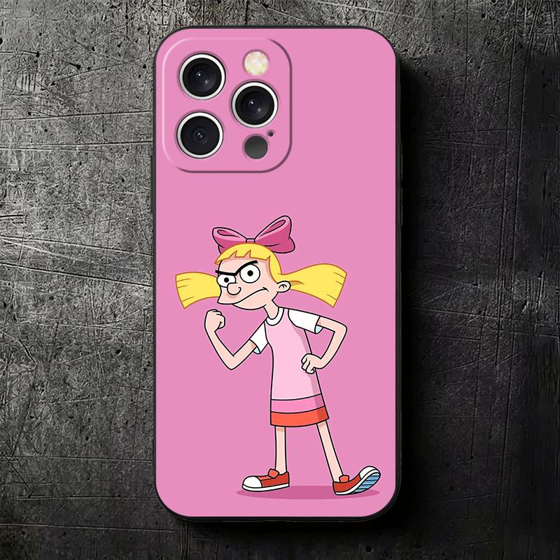 Cartoon Hey Arnold Helga Soft Phone Case for iPhone 16 16E 17 Air 15 Pro Max 14 Plus 13 Mini 11 12 7 Black Cover Back Shell