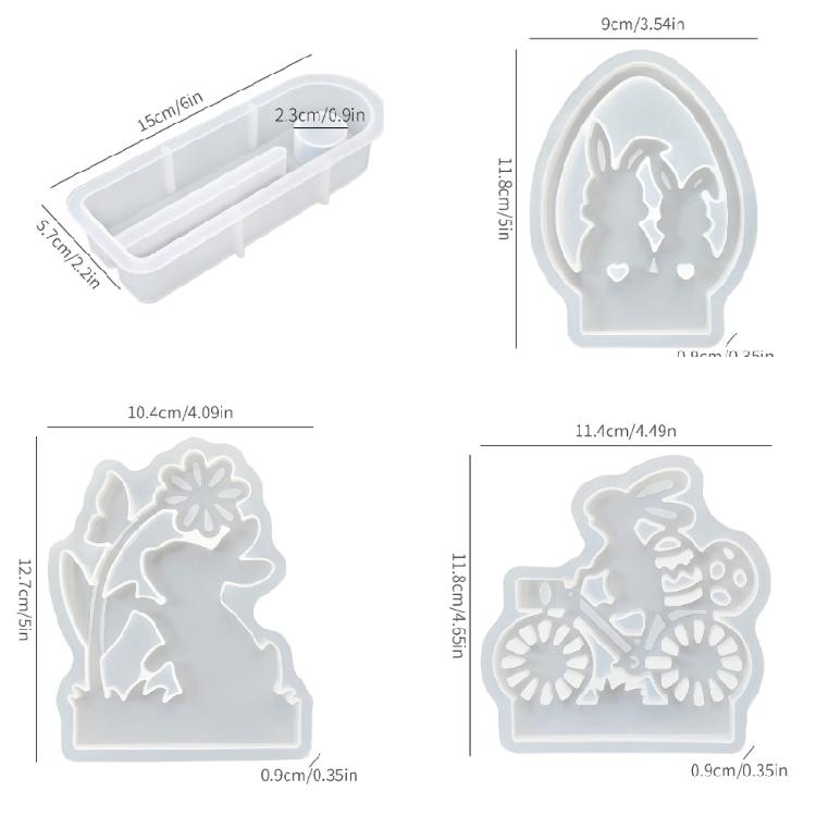 Flower Rabbit Bike Shape Silicone Mold Easter Candle Stand Making Chocolate Casting For Crafts Table Centerpiece