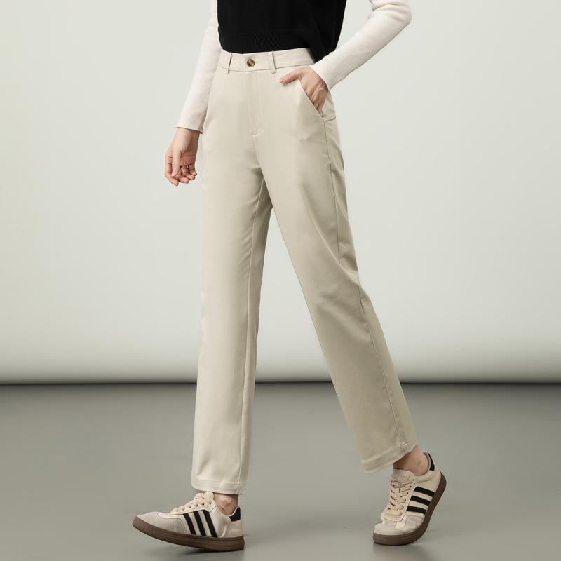 Women's High Waist Slimming Lyocell Cotton Straight-Leg Cigarette Pants for Autumn 2025