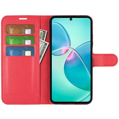 Tekstura liczi Pokrowiec portfel na telefon dla Infinix Hot 12 Play 4G, Odporna na upadki obudowa z klapką i podstawką