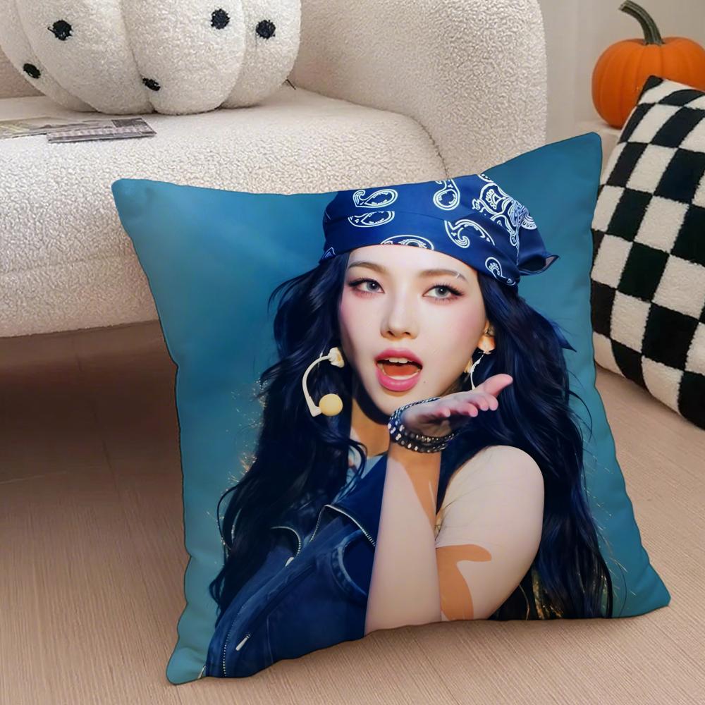 Elegant Korean Beautiful Singer KKarina Cushion Cover Throw Pillow Cover Hidden Button Durable Polyester Chair Cushion