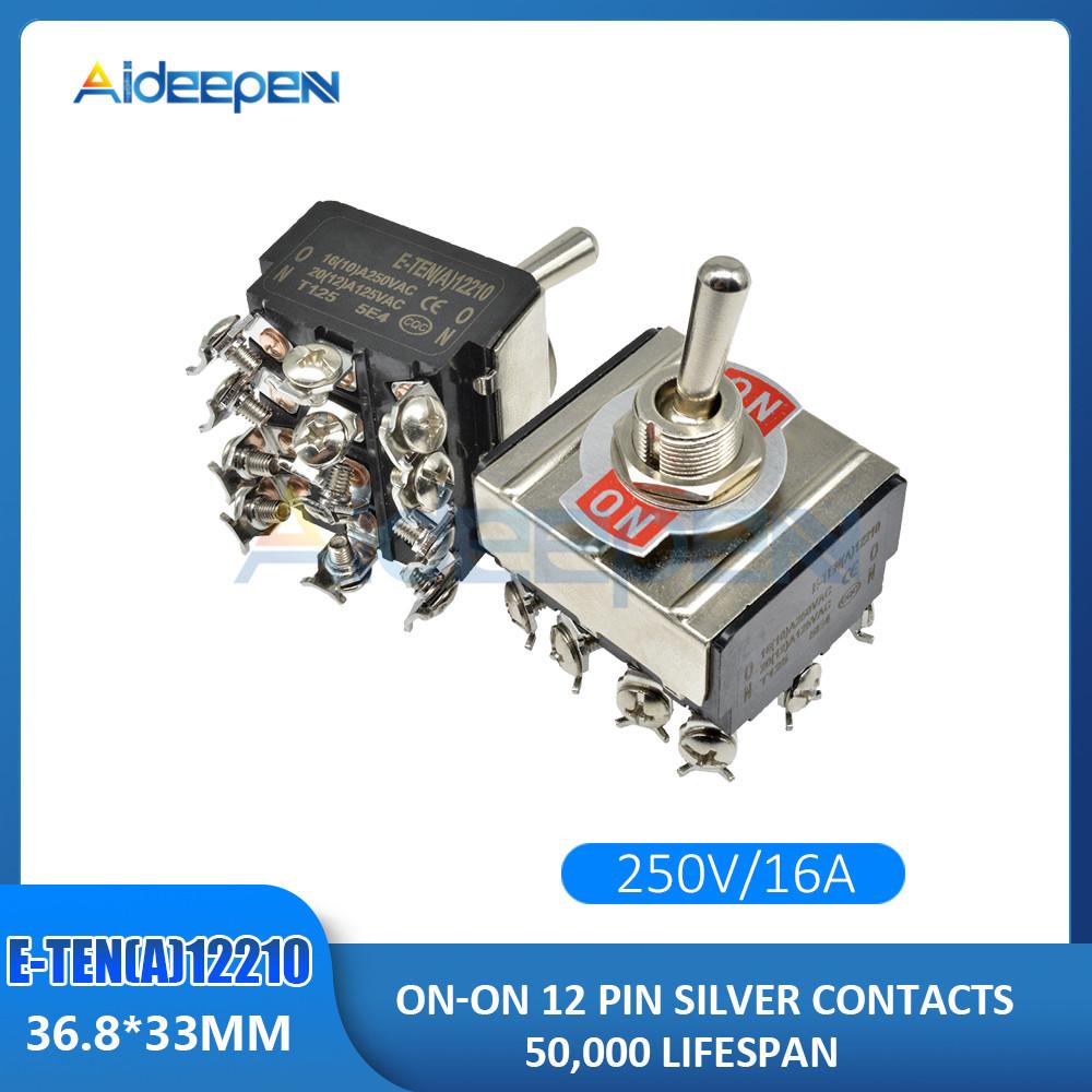 Mini Auto Toggle Switch AC 250V 16A 2/3/4/6/12 Pin ON-OFF ON-ON ON-OFF-ON 2/3 Position Copper/Silver Contact