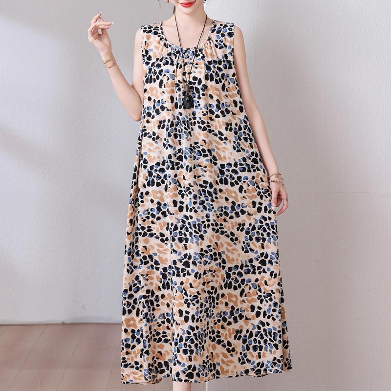Plus Size Summer Long Dress for Women Clothes Elegant Sleeveless Loose Casual Dress