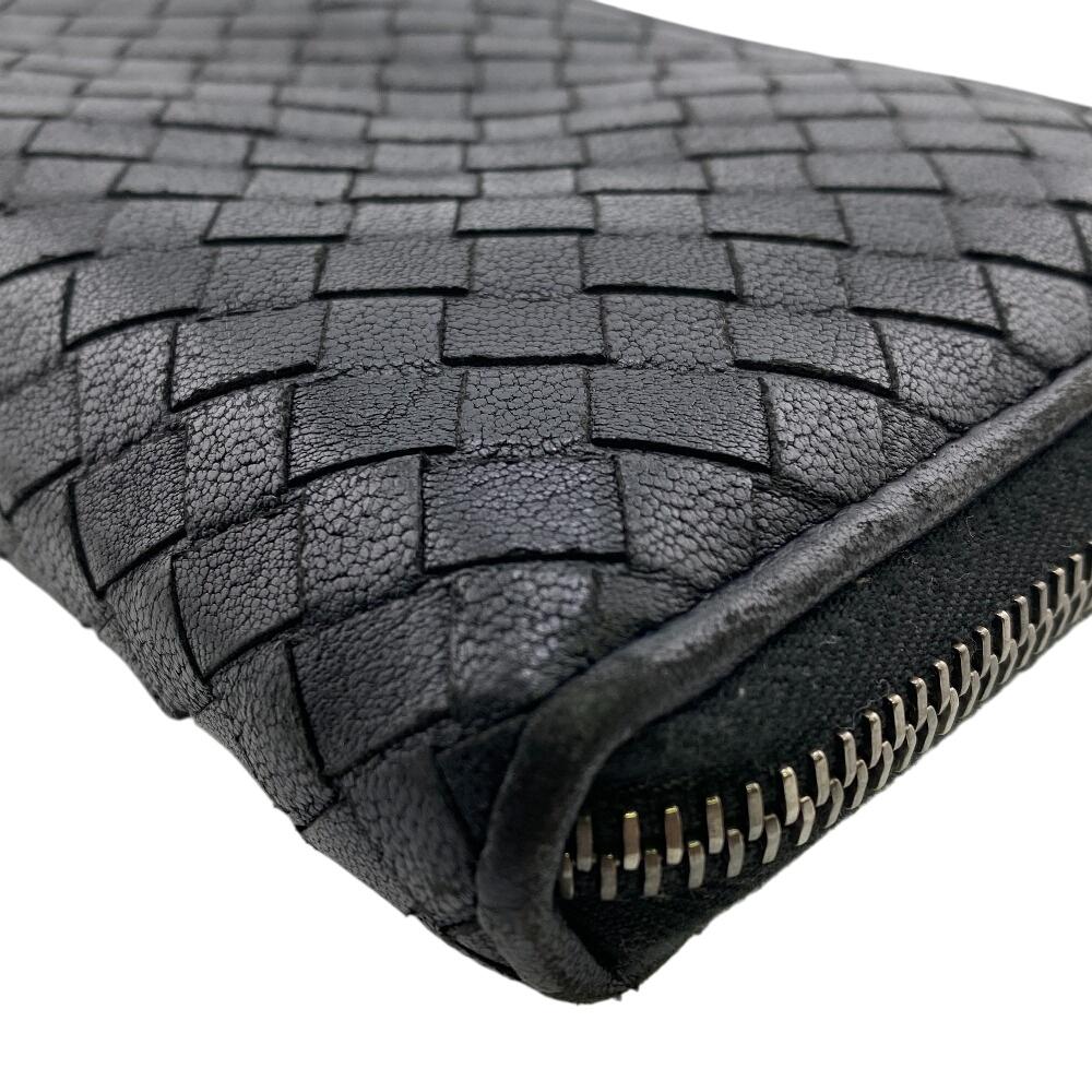 BOTTEGAVENETA Zip Around INTRECCIATO leather Purse black leather mens Used