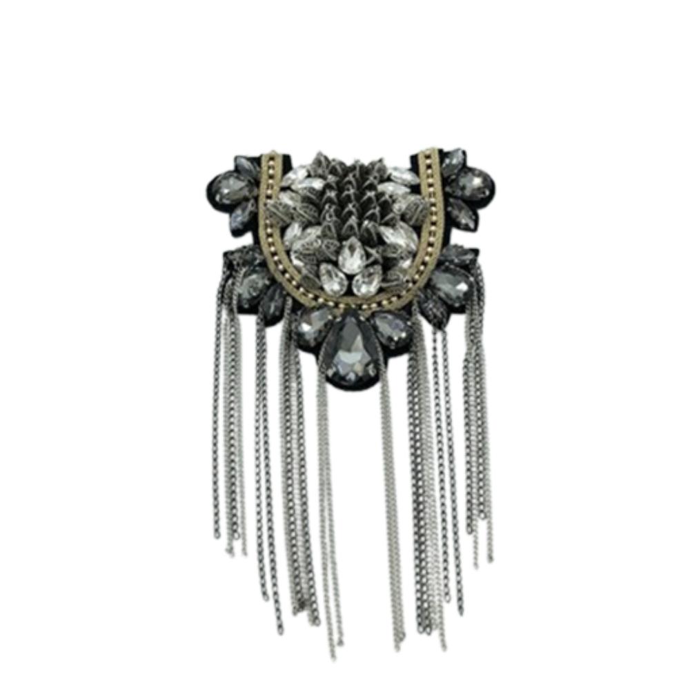 Cool Tassel Chain Epaulette Skull Jacket Vintage Brooch  Western-style clothes