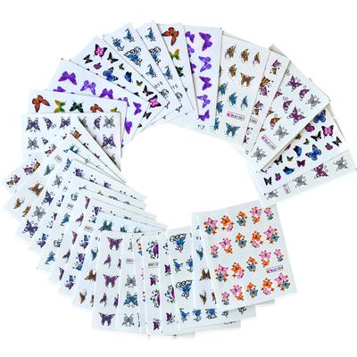 30 pezzi serie farfalle nail art acqua adesivo decalcomania per unghie decorazione per unghie farfalla colorata