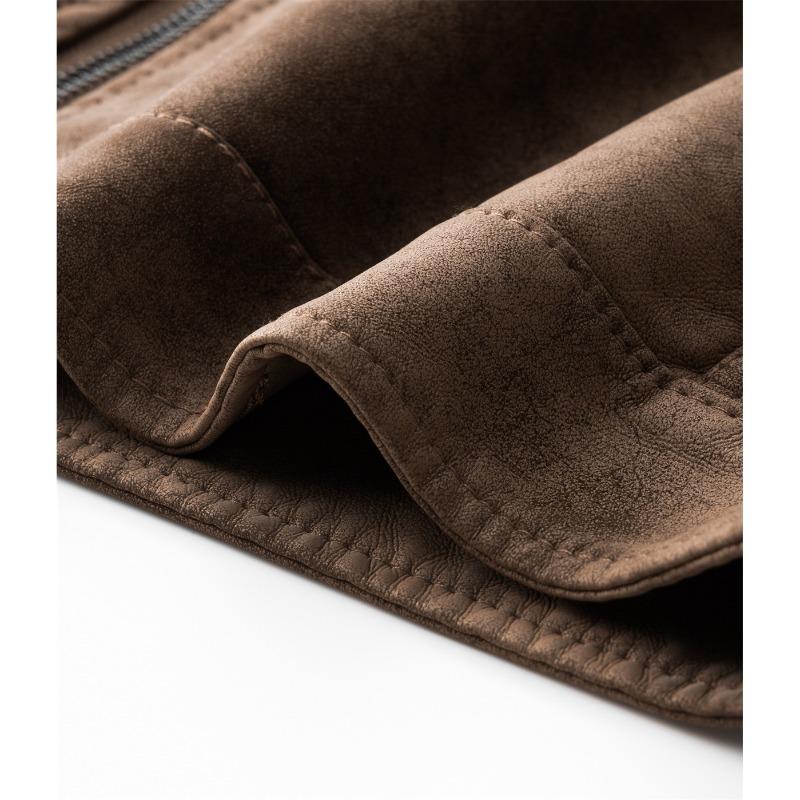 Verdickte Fleece-Lederjacke Leder Herren Lederbekleidung Herbst und Winter Motorradbekleidung Freizeit Radbekleidung Stehkragenjacke