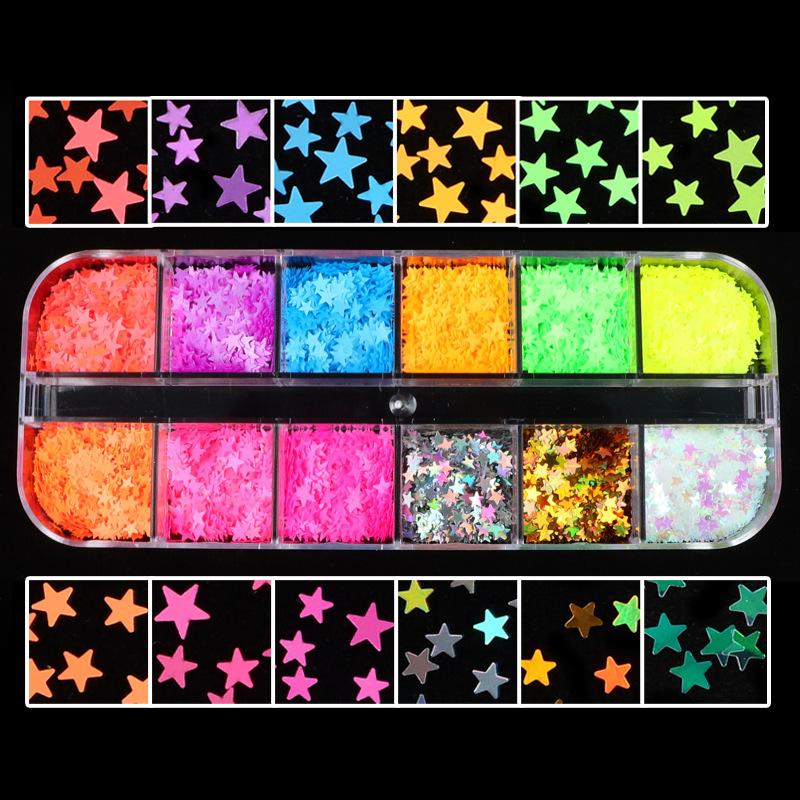 12 Grids Y2K Mini Star Nail Sequins Glitter Flakes Affordable Manicure Accessories for Beginner Nail Learners