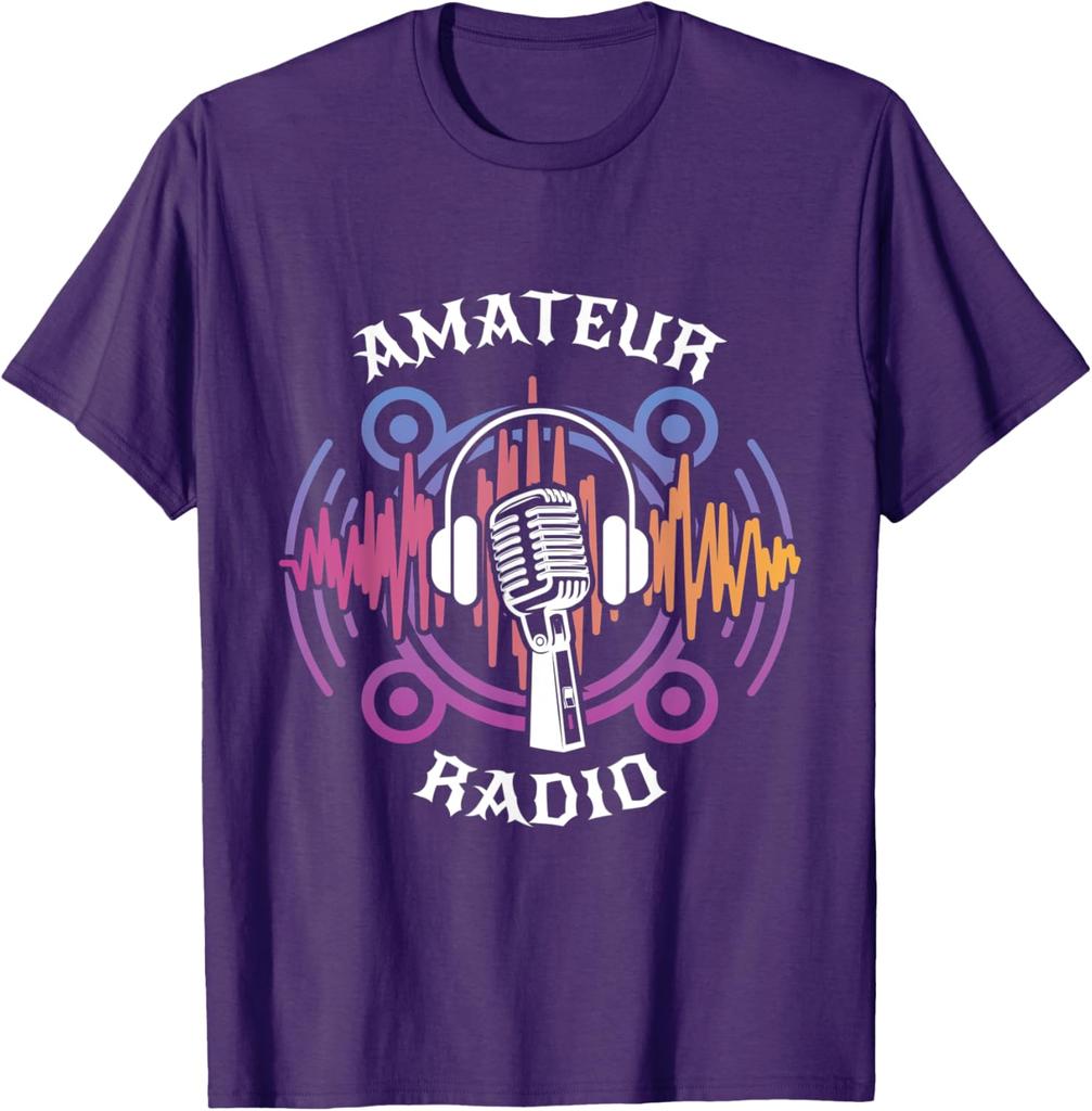 Amateur Radio Operator Microphone Graphic TShirt Short Sleeve Casual Crew Neck Tee
