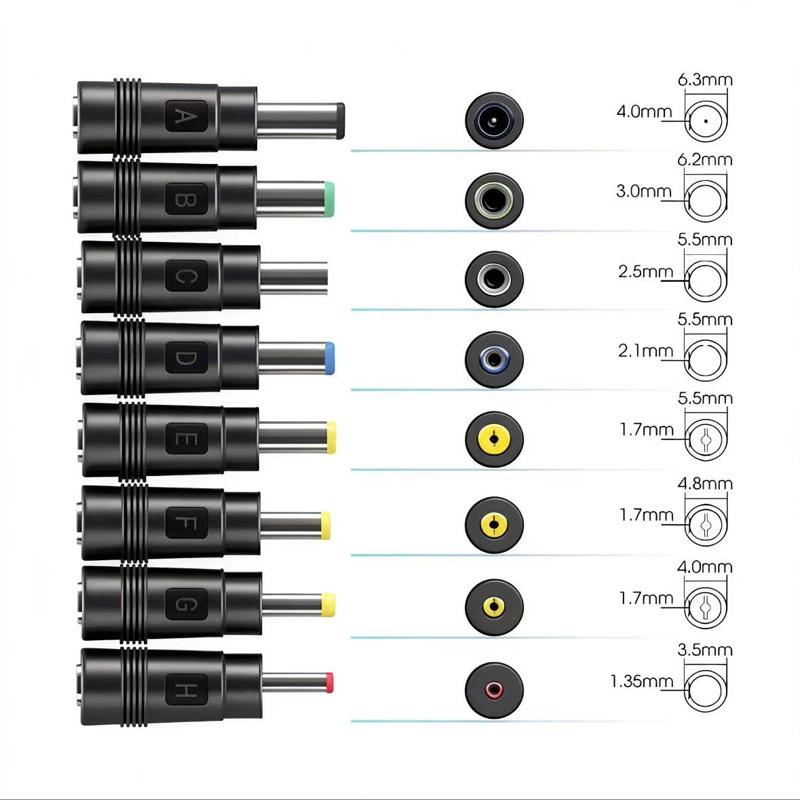 DC5.5 Power Plug Adapter Set: 8-Piece Universal Router, Modem, and Laptop Converter