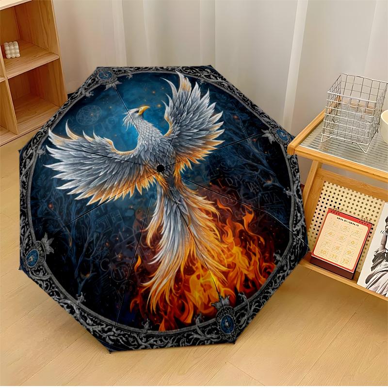 

Phoenix in Flames Printed umbrella windproof folding umbrella portable sun and rain umbrella suitable for gifting