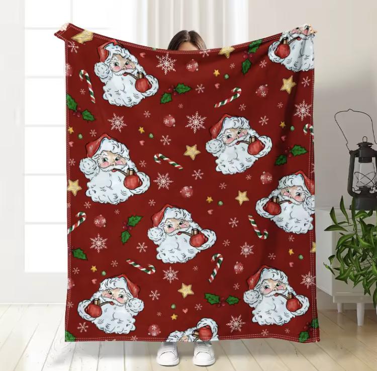 Striped Christmas Tree Digital-printed Polyester Bedroom Velvet Flannel Cover Blanket Fleece Soft Sofa Cover Blankets for Beds