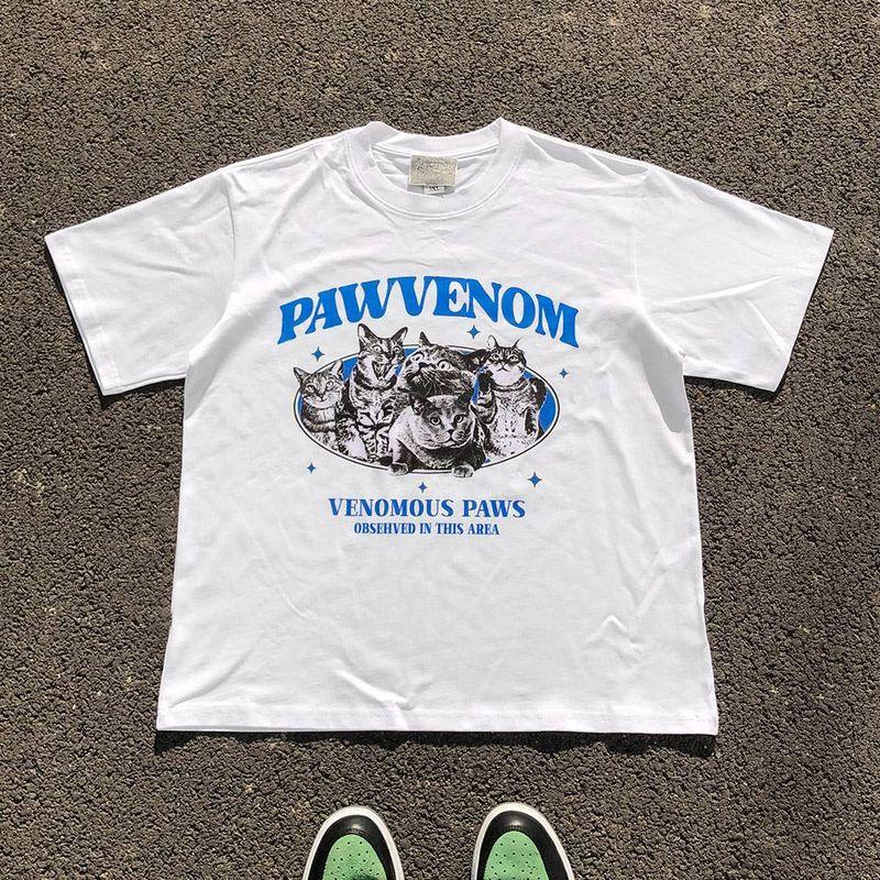 

Зарабатывайте деньги на благотворительность 260 г Тяжелый вес Чистый хлопок! Кричащий кот Смешной кот Пара Повседневная футболка с коротким рукавом White XL [260g Heavy weight pure cotton]]