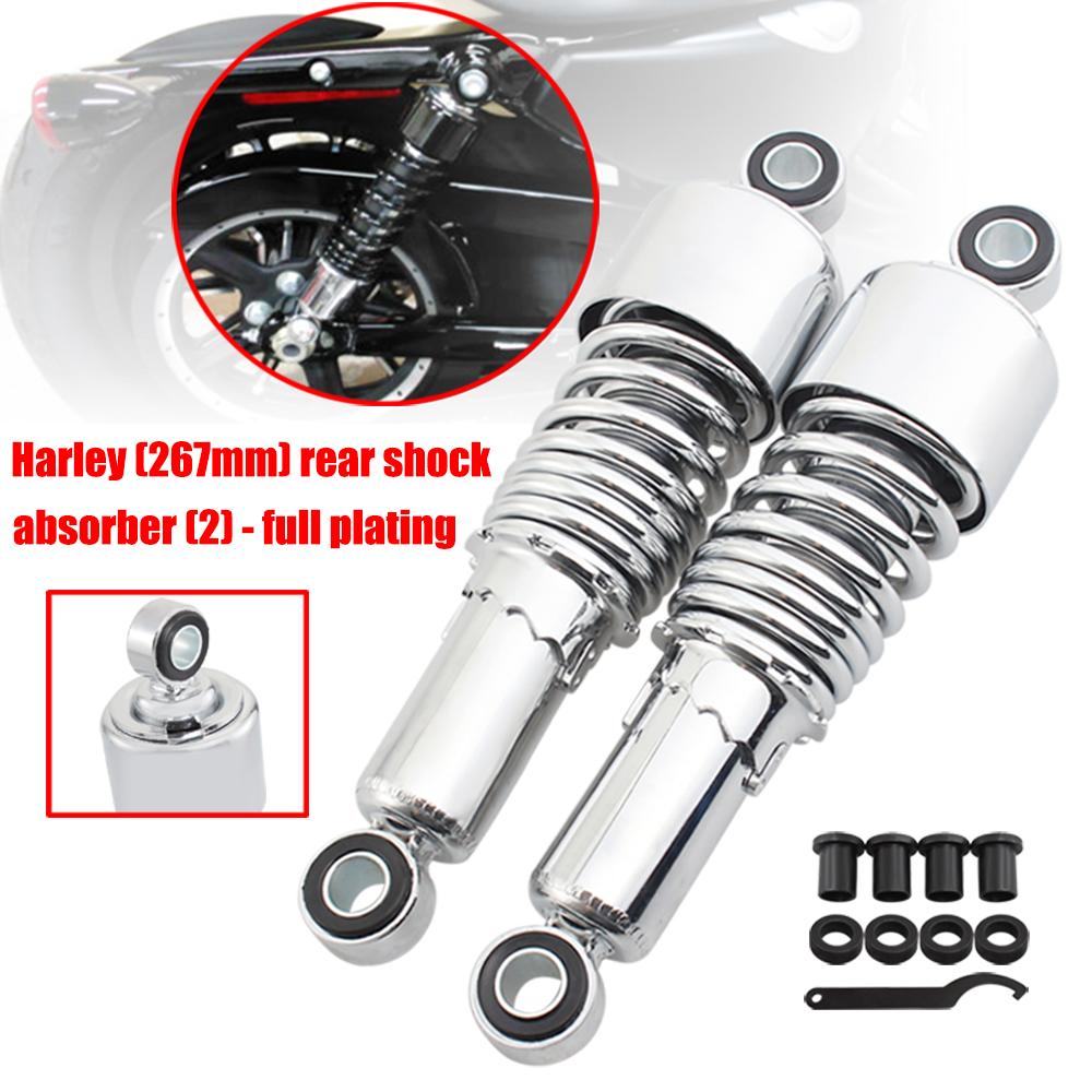 267mm Motorrad Einstellbare Stoßdämpfer Aluminium Schwarz Chrom Hinterradaufhängung Für Touring Road King Electra Glide