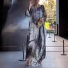 Damen O-Ausschnitt Fledermausärmel Lockerer Schnitt Chiffon Maxikleid Marmorprint Elegant Lässig Sommer Strand Langes Kleid Kaftan Abaya