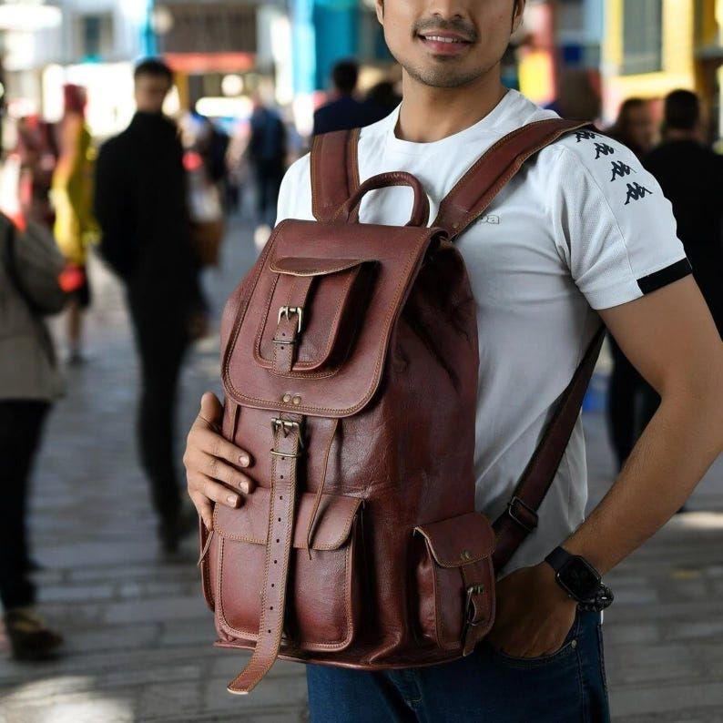 Personalized Leather Backpack For Women Men Travel Backpack, Personalized Christmas Gift, Unisex Rucksack, Backpack for Men, Woman Backpack