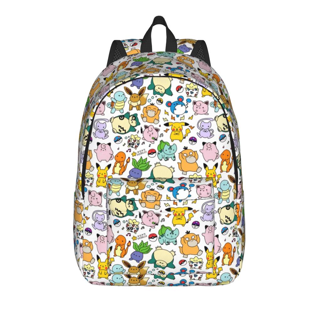 Cute Cartoon Monster Classical Backpack Lightweight High School Work Pokemoned Daypack for Men Women Laptop Canvas Bags