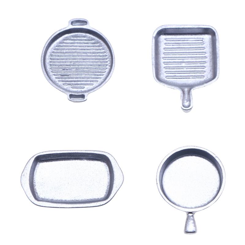 1Set 1:12 Dollhouse Miniature Baking Tray Pan Steak Skillet Kitchenware Model Kitchen Decor Toy Doll House Accessories