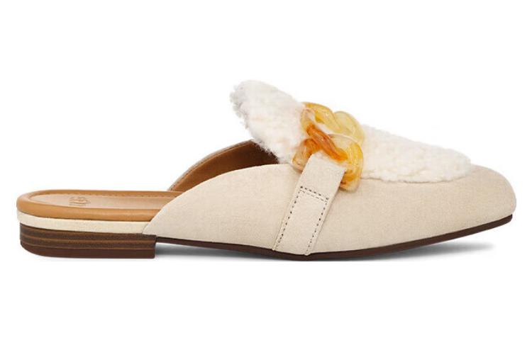 Women's Slippers UGG Rubber Sole Closed Toe Slippers Women's Almond White