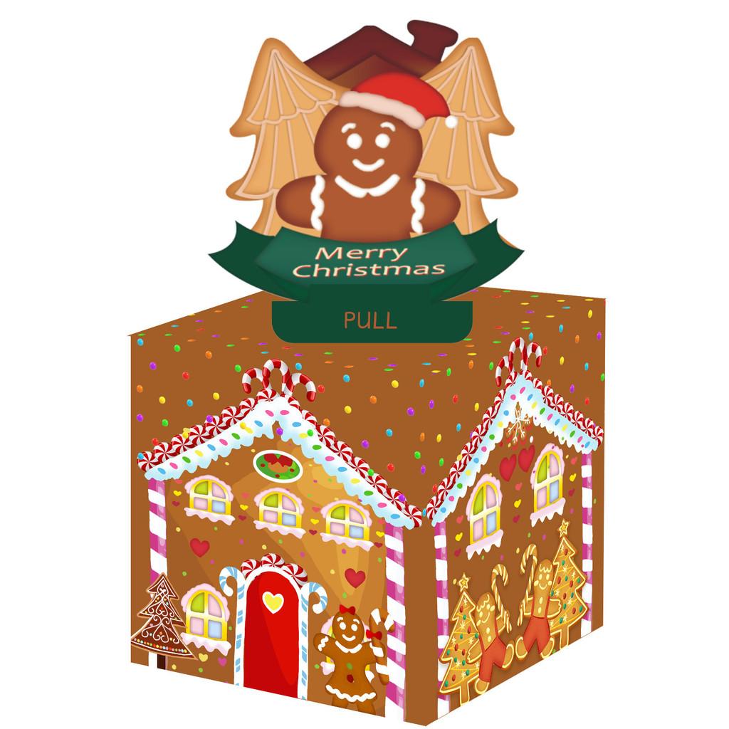 Man Gingerbread House Pattern Paper Money Box Christmas Theme Party Decor Props
