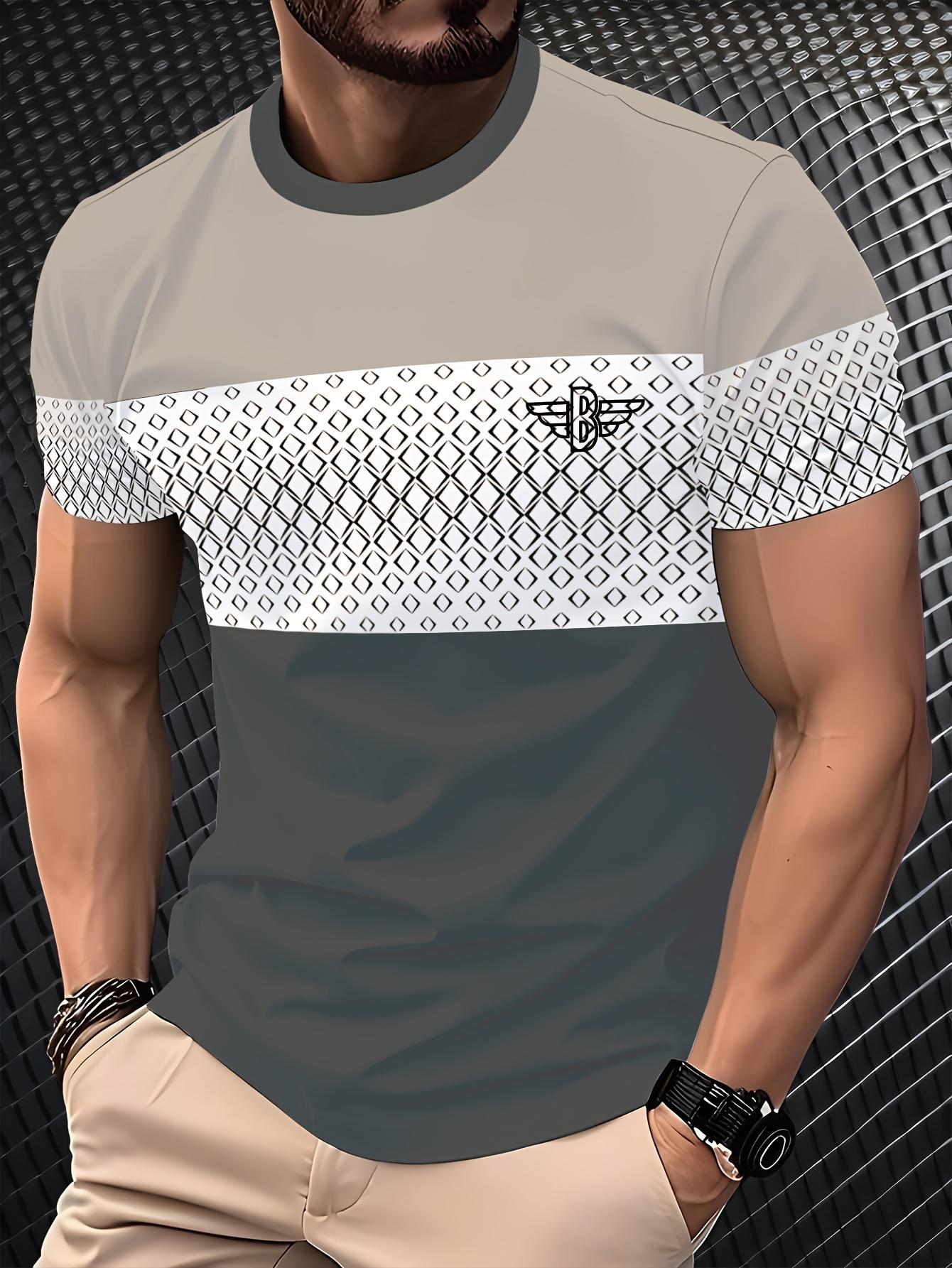 

Летняя повседневная мужская футболка модная с коротким рукавом и круглым вырезом спортивная для ежедневного комфорта легкий топ S