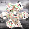 7 Pcs Silver Flower Metal Dice Solid Metal Polyhedral Dice Set Suitable for Role-Playing RPG Board Game Card Game
