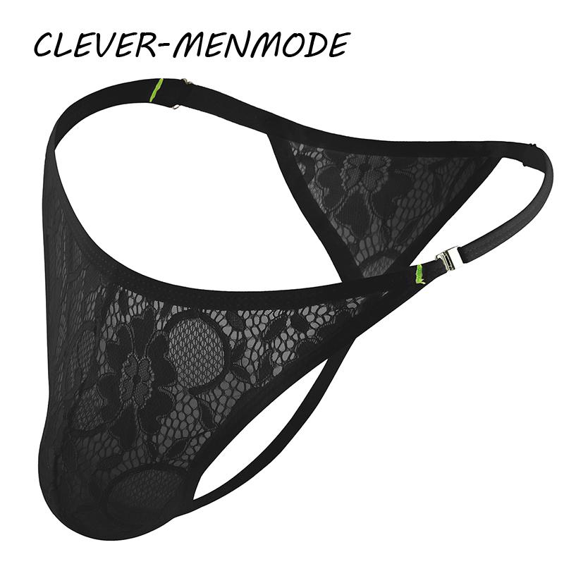 Tanga sexy din dantelă pentru bărbați, cu cataramă laterală, curea reglabilă, cu șnur, lenjerie de corp din dantelă exotică, chiloți puri, mini-mankini pentru partea inferioară a corpului