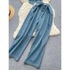 American Retro Denim Easiest for Match High Waist Straight-leg Sling