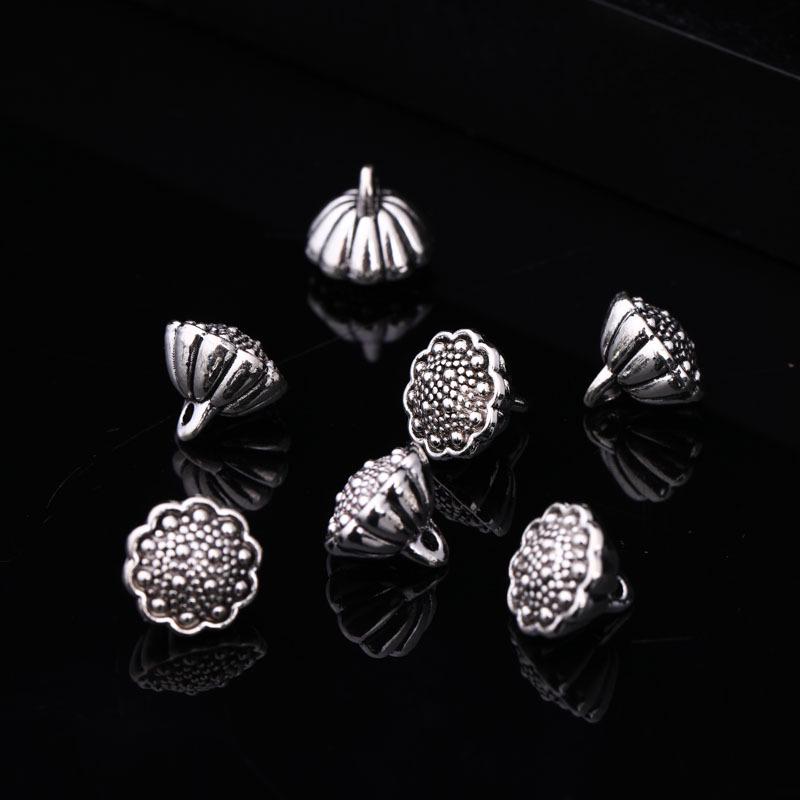 Anhänger Lotus-Kapsel aus tibetischem Silber: Vintage Blumenhalter Anhänger & Perlen für DIY Schmuck und Armbänder