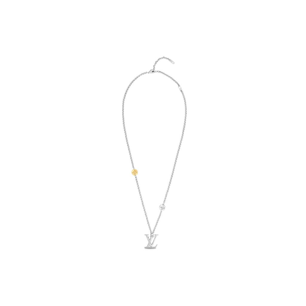 Louis Vuitton Monogram Wygrawerowany List Logo Dekoracja 925 Srebro Naszyjnik Męski naszyjnik M00331