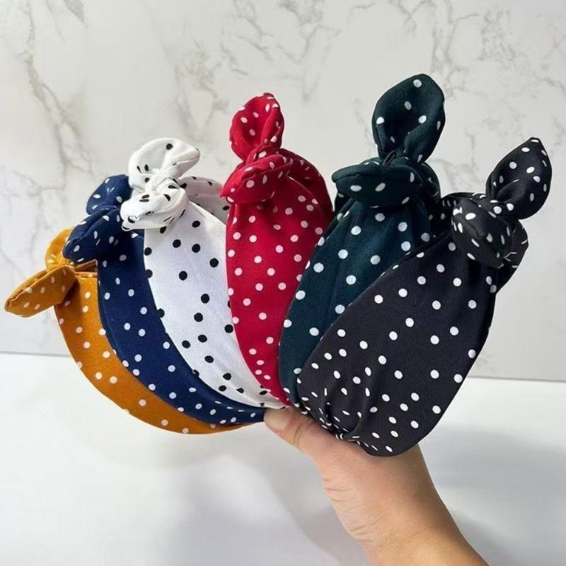 Retro Einfaches Pünktchen Schleife Stirnband Damen Neu Haarnadel Breitkrempig Hoher Kopfschmuck All-Match High-End Haarschmuck