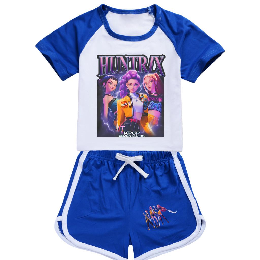5029 Kids Girls POP Rumi Zoey Mira Print T-shirt Shorts Sport Tracksuit Clothes Set