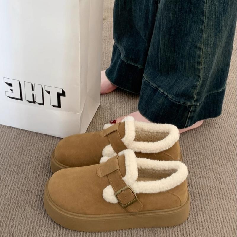 Thick-soled Snow Boots Women's 2025 New Winter Velvet Boken Shoes Thickened Wool Cotton Shoes Doudou Bread Shoes
