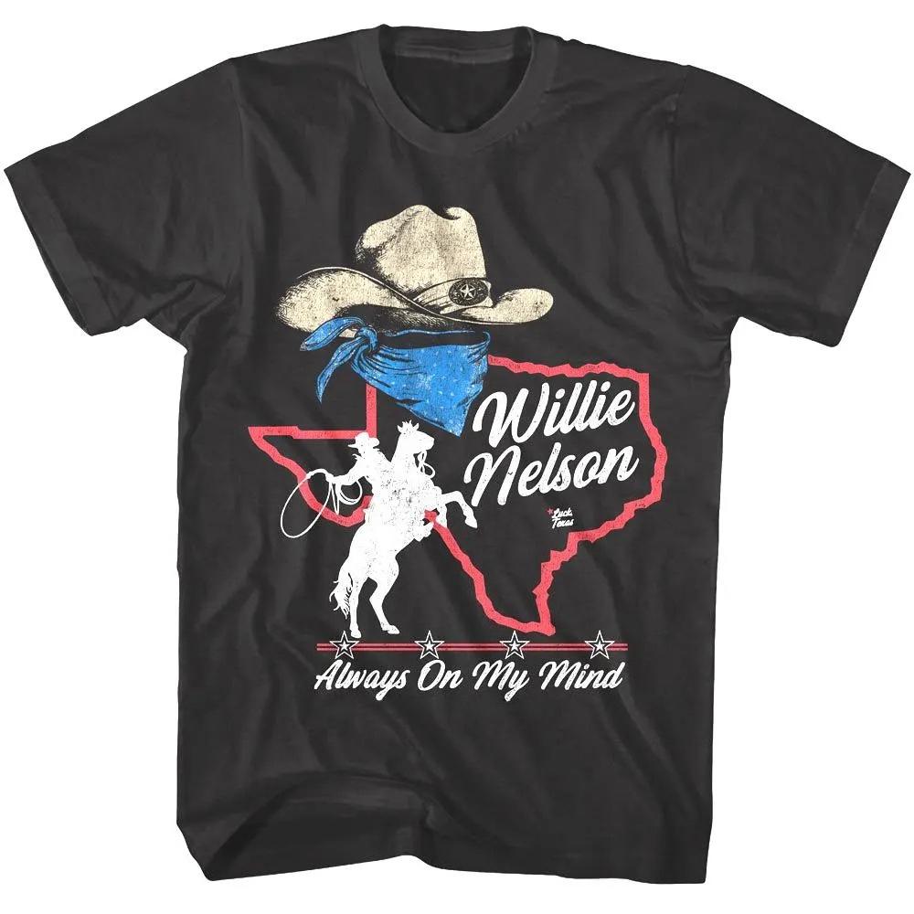 Willie Nelson Texas Always On My Mind Mens TShirt Summer Mens and Womens Loose and Breathable Tshirt Top 2XL